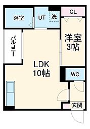 Warren hoshizakiII 1階1LDKの間取り