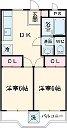 保谷コーポ 1階2DKの間取り