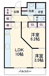 ライオンズステージ関内メダリオン 8階1SLDKの間取り