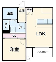 名古屋市営名港線 六番町駅 徒歩12分の賃貸アパート 3階1LDKの間取り