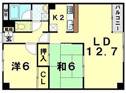 JR常磐線 北松戸駅 徒歩4分の賃貸アパート 1階2LDKの間取り