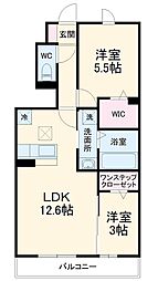 グランフォレストIII 1階2LDKの間取り