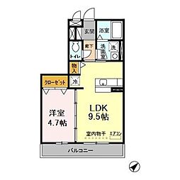 ピアステージ 2階1LDKの間取り