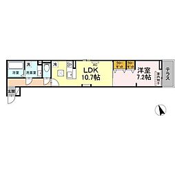 ル・リオン浅間町 1階1LDKの間取り