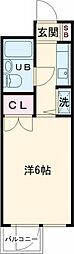 ファミーユ双葉 4階ワンルームの間取り