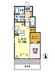 エスプランテ 1LDKの間取図画像