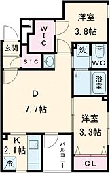 ＰＥＲＳＩＣＡ　ＮＡＫＡＮＯ 5階2DKの間取り