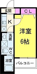JR武蔵野線 新八柱駅 徒歩9分の賃貸アパート 2階1Kの間取り