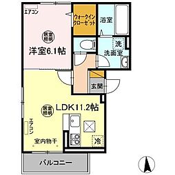 Clochette Kawawada　A棟 1階1LDKの間取り