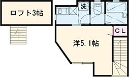 コンフォート笹塚 2階1Kの間取り