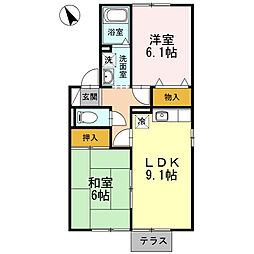 セジュール富貴ノ台 2DKの間取図画像