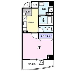 グランソレイユ 4階1Kの間取り