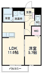 メゾン・ド・パステック 2階1LDKの間取り
