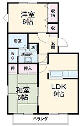 サンハイツ北方Ａ棟 1階2LDKの間取り