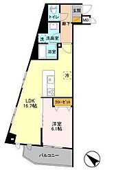 JR常磐線 松戸駅 徒歩8分の賃貸マンション 2階1LDKの間取り