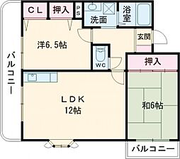 ソレーユYAMADA 2階2LDKの間取り
