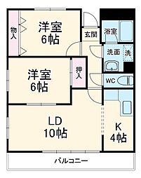 名鉄常滑線 新日鉄前駅 徒歩15分の賃貸マンション 1階2LDKの間取り