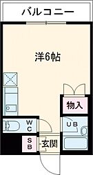 ベイ・アルファ常盤台 6階ワンルームの間取り