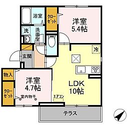 グランドフォレスト 1階2LDKの間取り