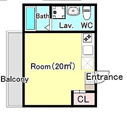 ガーデンパレス幕張本郷 1階1Kの間取り