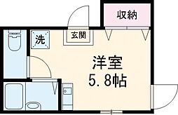マーベラス小金井緑町II 2階ワンルームの間取り