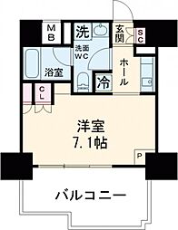 プラウドフラット戸越公園 1階1Kの間取り