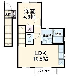 名古屋市営名港線 日比野駅 徒歩10分の賃貸アパート 2階1LDKの間取り