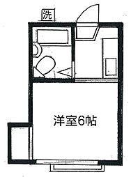 ハウステリア大野 3階1Kの間取り