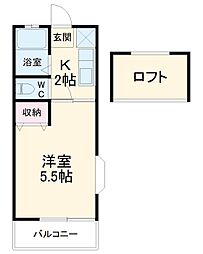 タマリクス 1階1Kの間取り