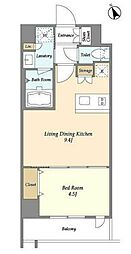 Lien御殿山 1LDKの間取図画像