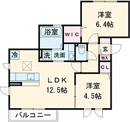 京王相模原線 多摩境駅 バス6分 多摩境通り北下車 徒歩8分の賃貸アパート 1階2LDKの間取り