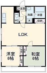 セルアーモスナダ弐番館 2LDKの間取図画像