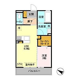 イーストファインヒルズ 3階1LDKの間取り
