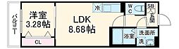 プラセル検見川 3階1LDKの間取り