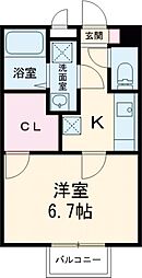 アムール 南街 1階1Kの間取り