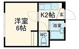 パティオ瑞穂 3階1Kの間取り