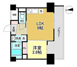 Osaka Metro御堂筋線 江坂駅 徒歩4分の賃貸マンション 9階1DKの間取り