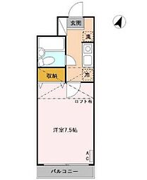 メゾンシャレー 1Kの間取図画像