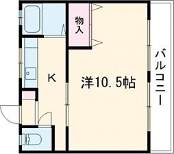 コーポルピナス 1階1Kの間取り