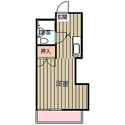 多摩都市モノレール 砂川七番駅 徒歩6分の賃貸マンション 3階1Kの間取り