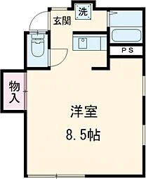国立コーポ 2階ワンルームの間取り