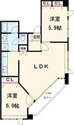 サウンド小岩 11階2LDKの間取り