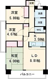 JR中央線 立川駅 徒歩7分の賃貸マンション 7階3LDKの間取り