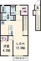 ＤｕｒａＣａｓａむさしむらやま 2階1SLDKの間取り