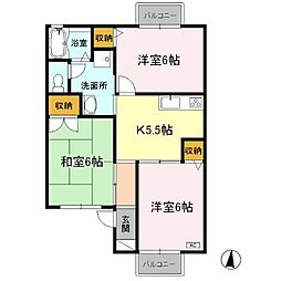 グランドールミツトヨ 2階3Kの間取り