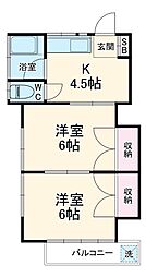 ベルコーポ 2階2Kの間取り