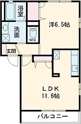 アイエーデル 1階1LDKの間取り