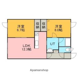 セトル柏木Ａ 2階2LDKの間取り