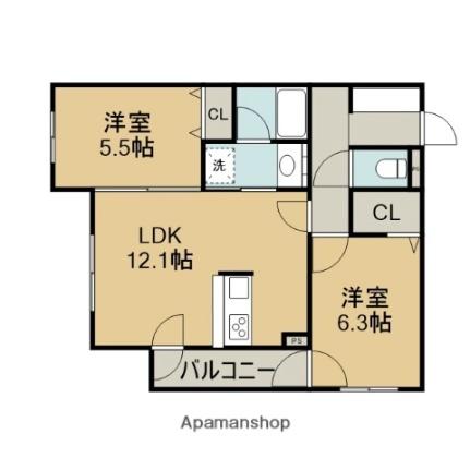 ライフライン32 203｜北海道恵庭市漁町(賃貸マンション2LDK・2階・54.68㎡)の写真 その2