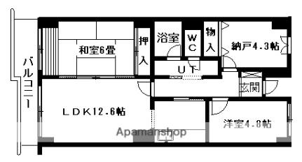 富樫マンション 103｜北海道札幌市中央区北三条西１６丁目(賃貸マンション2SLDK・1階・64.15㎡)の写真 その2